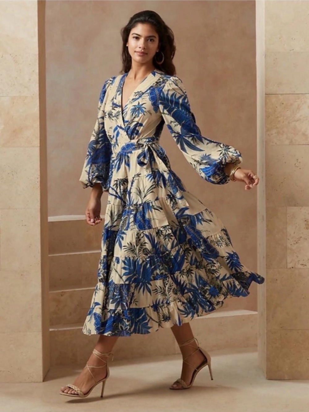 NWT BANANA REPUBLIC Stampa Wrap Dress in Blue Floral